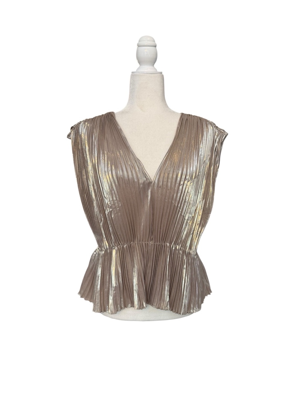NWOT Banana Republic LENA PLEATED METALLIC TOP - Picture 5 of 10